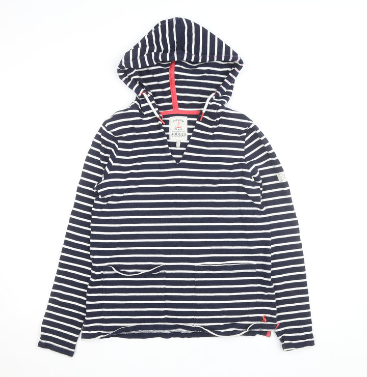 Joules Women Navy White Striped Hoodie Jumper UK 8 Cotton