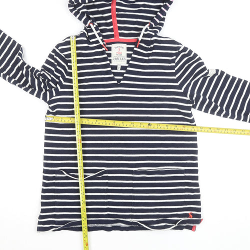 Joules Women Navy White Striped Hoodie Jumper UK 8 Cotton