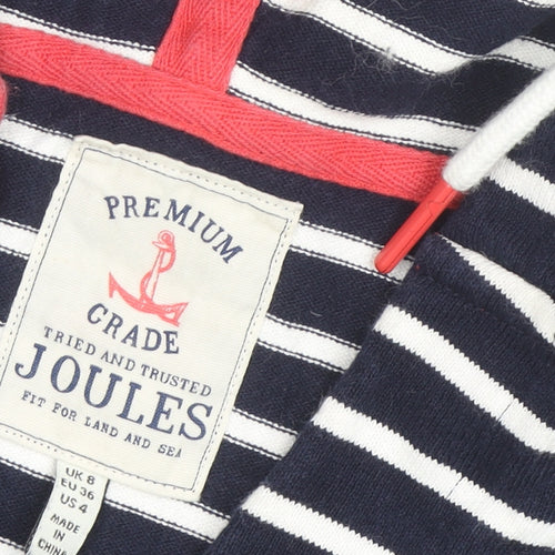 Joules Women Navy White Striped Hoodie Jumper UK 8 Cotton