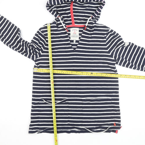 Joules Women Navy White Striped Hoodie Jumper UK 8 Cotton