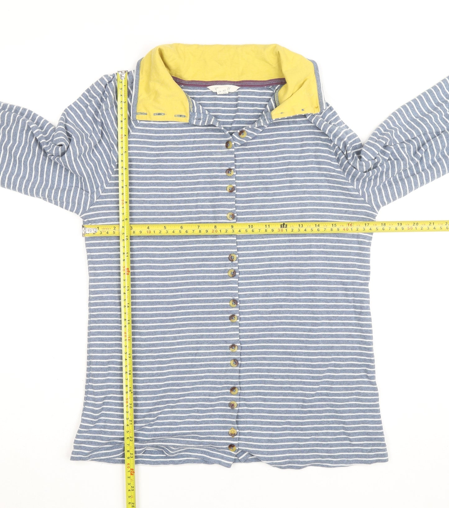 White Stuff Women's Blue Striped Collared Button-Up Shirt UK 14