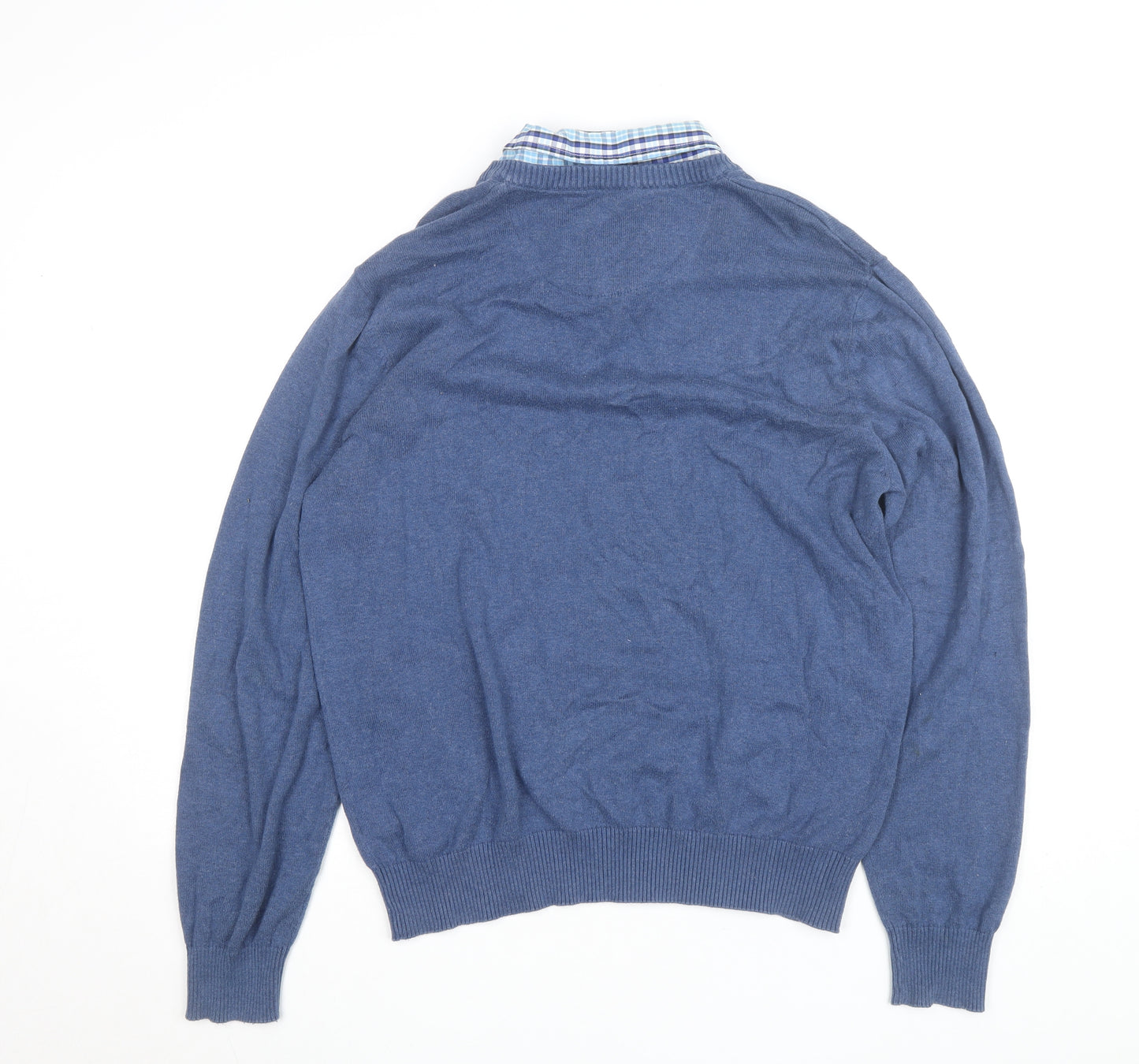 Dunnes Women Blue Cotton V-Neck Pullover Jumper XL
