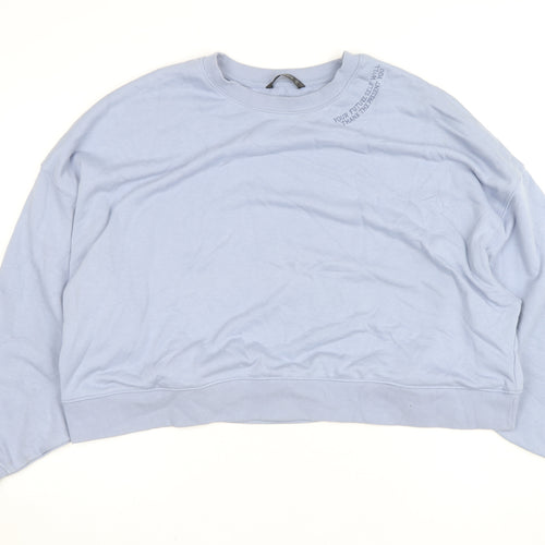 Dunnes Women Blue XXL Pullover Sweatshirt with Embroidered Quote