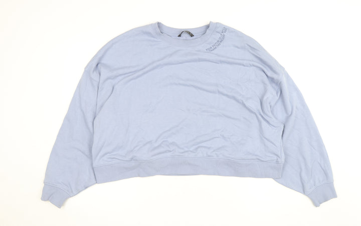 Dunnes Women Blue XXL Pullover Sweatshirt with Embroidered Quote