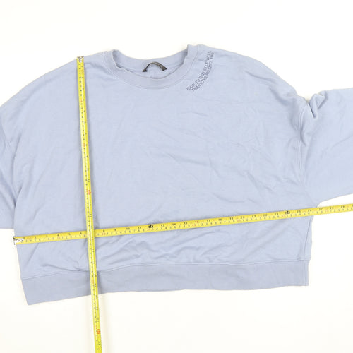 Dunnes Women Blue XXL Pullover Sweatshirt with Embroidered Quote