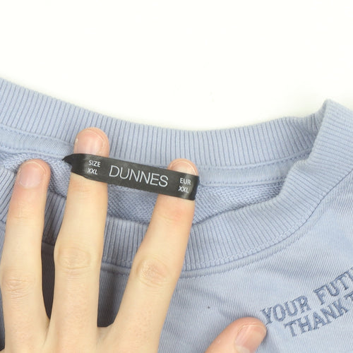 Dunnes Women Blue XXL Pullover Sweatshirt with Embroidered Quote