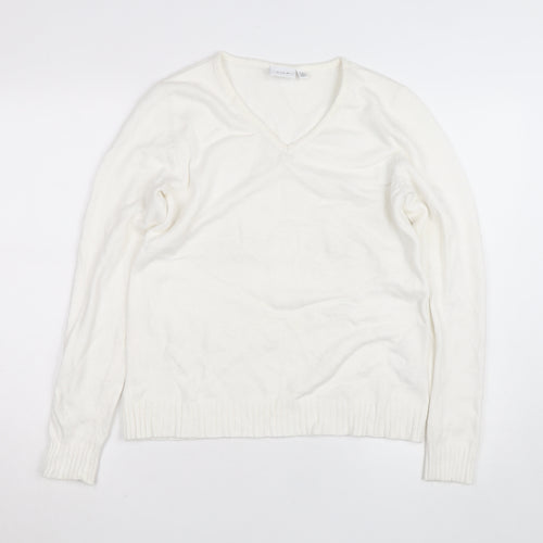 Vila Womens Ivory V-Neck Knit Jumper Size 12 Regular Fit