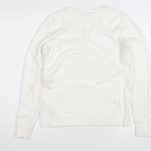Vila Womens Ivory V-Neck Knit Jumper Size 12 Regular Fit