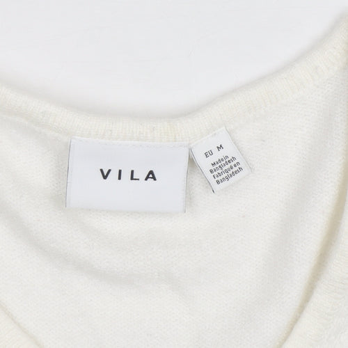 Vila Womens Ivory V-Neck Knit Jumper Size 12 Regular Fit
