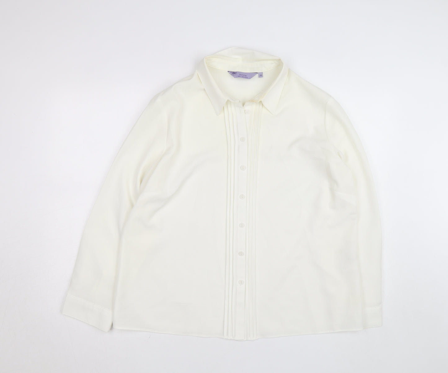 Honor Millburn Women's Ivory Button-Up Long Sleeve Blouse Size 20