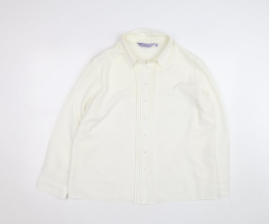 Honor Millburn Women's Ivory Button-Up Long Sleeve Blouse Size 20