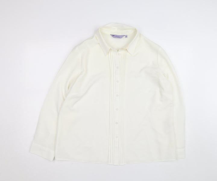 Honor Millburn Women's Ivory Button-Up Long Sleeve Blouse Size 20
