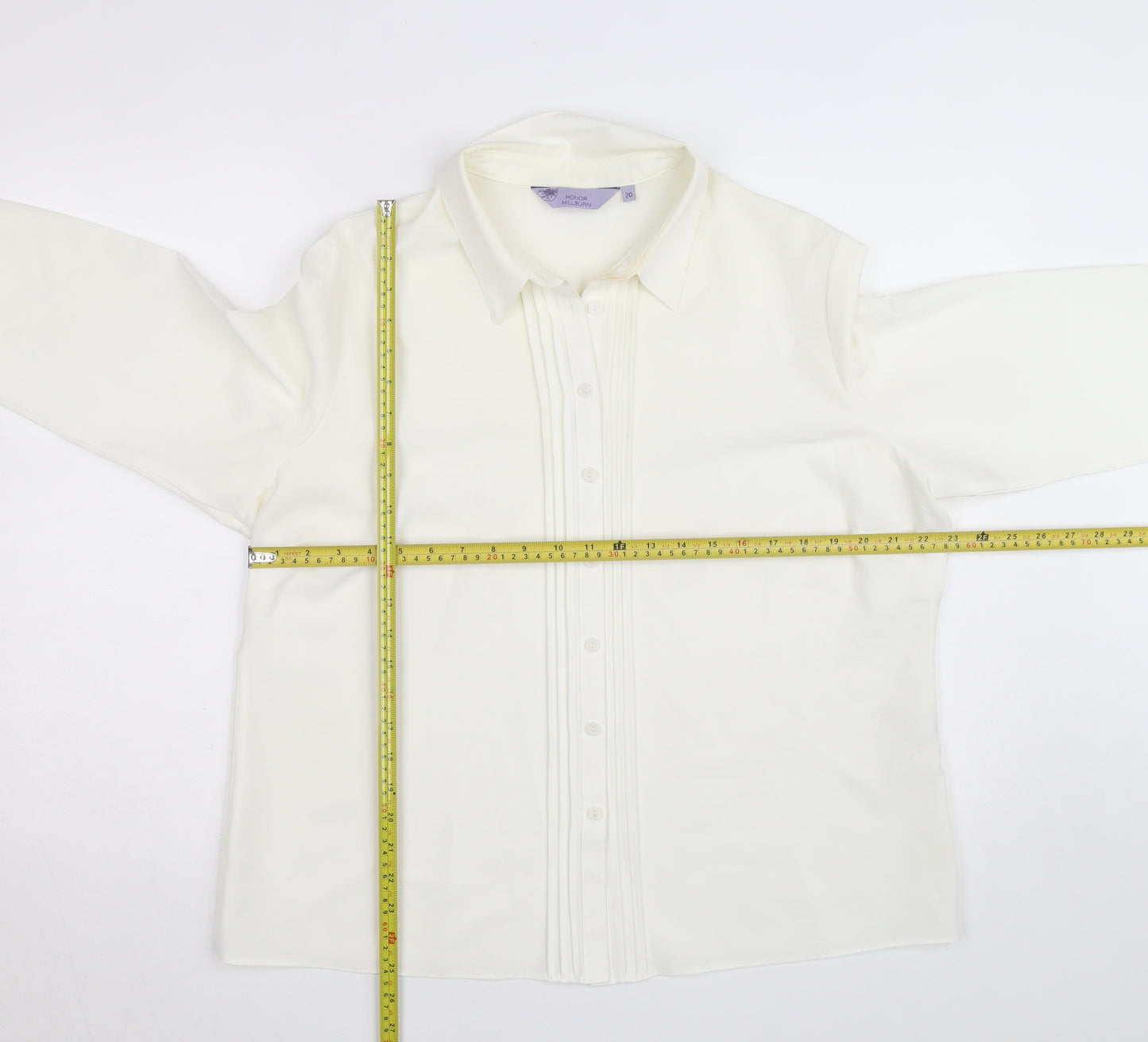 Honor Millburn Women's Ivory Button-Up Long Sleeve Blouse Size 20