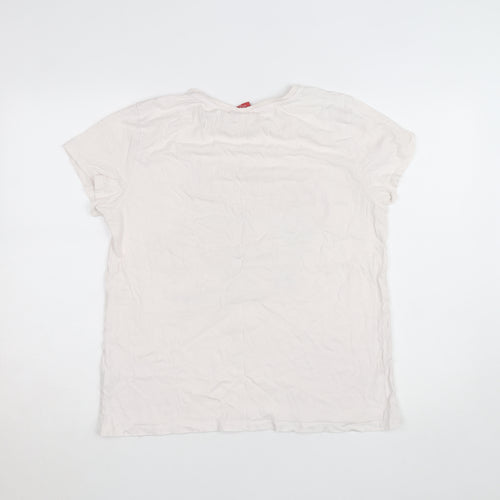 Coca-Cola Women's White Sequin Christmas T-Shirt Size L