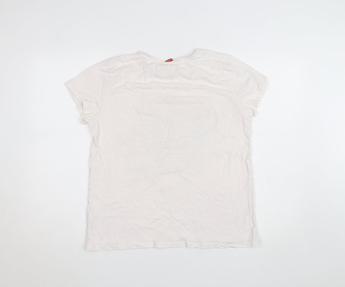 Coca-Cola Women's White Sequin Christmas T-Shirt Size L