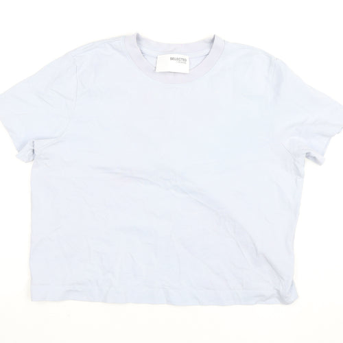 Selected Femme Women’s Blue Cotton Crew Neck Short Sleeve T-Shirt Size M