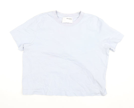 Selected Femme Women’s Blue Cotton Crew Neck Short Sleeve T-Shirt Size M