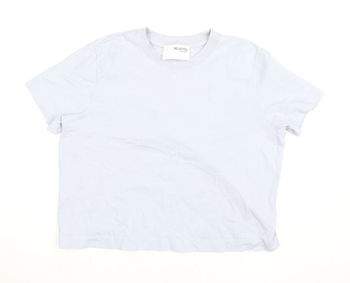 Selected Femme Women’s Blue Cotton Crew Neck Short Sleeve T-Shirt Size M