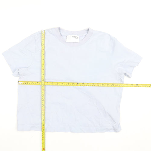 Selected Femme Women’s Blue Cotton Crew Neck Short Sleeve T-Shirt Size M