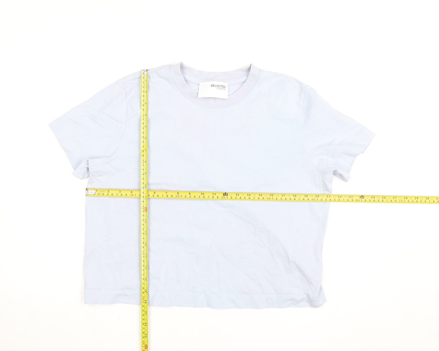 Selected Femme Women’s Blue Cotton Crew Neck Short Sleeve T-Shirt Size M