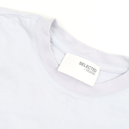 Selected Femme Women’s Blue Cotton Crew Neck Short Sleeve T-Shirt Size M