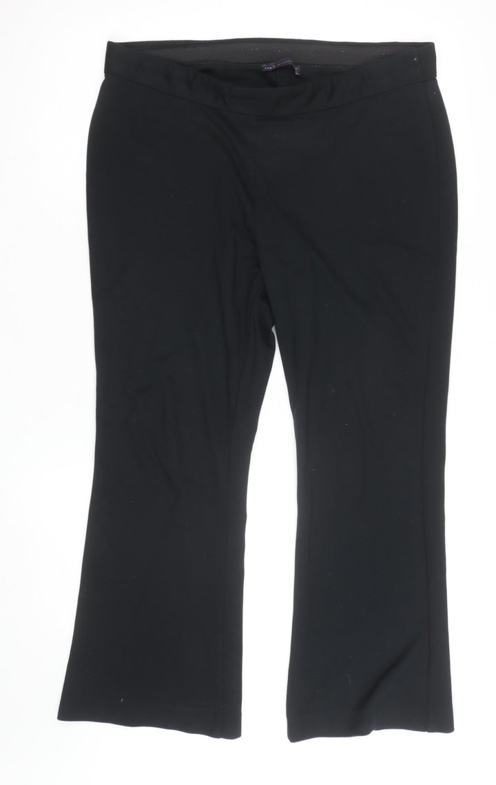 Marks and Spencer Women Black Flared Stretch Trousers Size 16