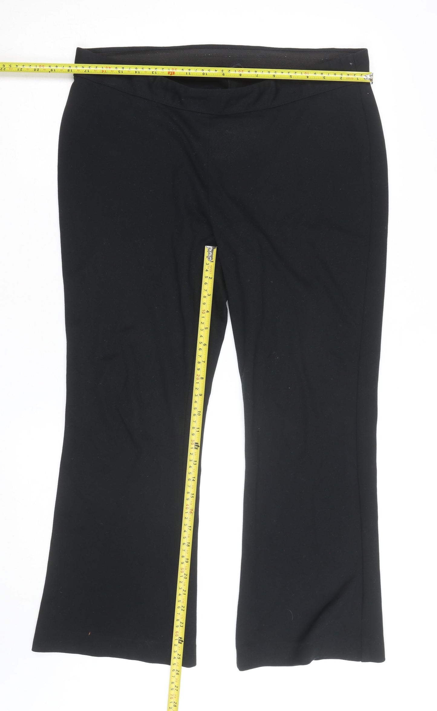 Marks and Spencer Women Black Flared Stretch Trousers Size 16
