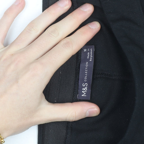 Marks and Spencer Women Black Flared Stretch Trousers Size 16