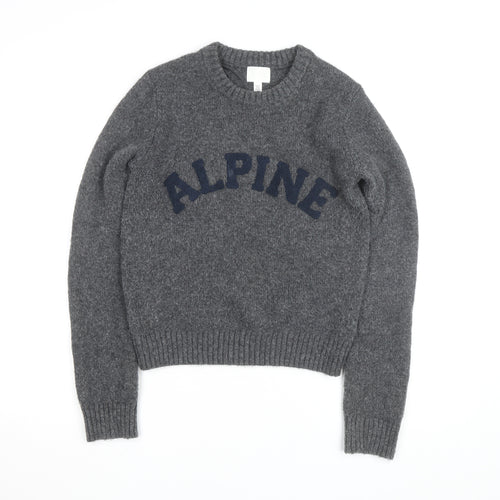 H&M Women's Grey Wool Blend Crew Neck Pullover Jumper XS