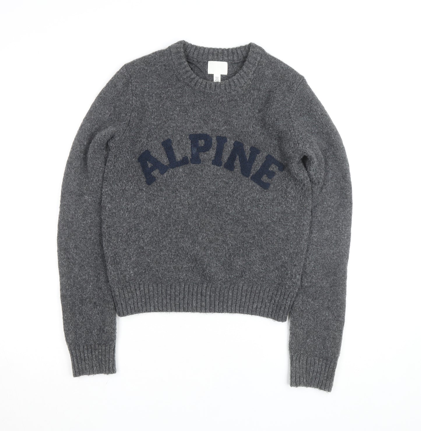 H&M Women's Grey Wool Blend Crew Neck Pullover Jumper XS