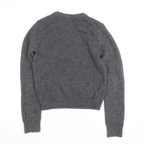 H&M Women's Grey Wool Blend Crew Neck Pullover Jumper XS