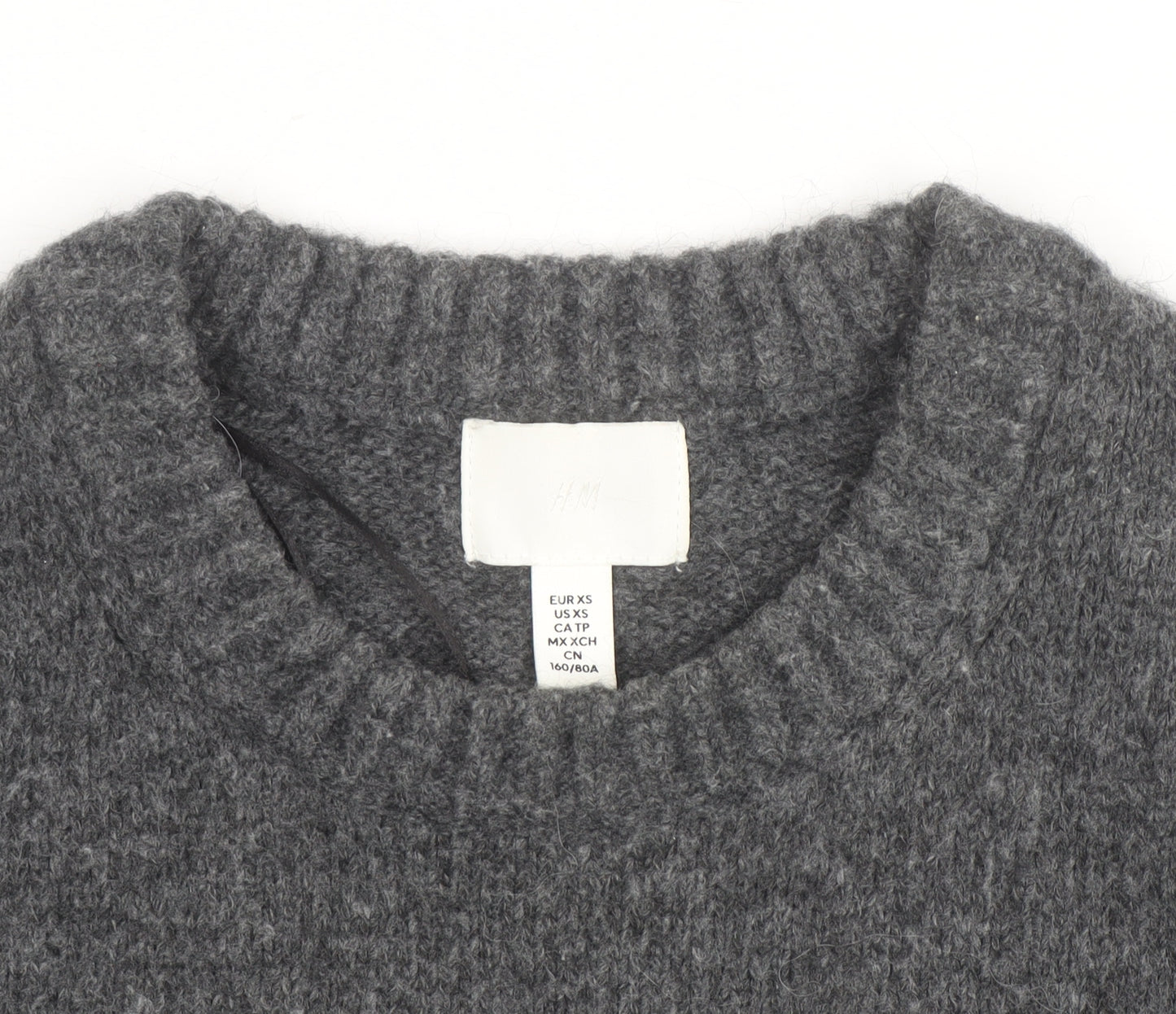 H&M Women's Grey Wool Blend Crew Neck Pullover Jumper XS