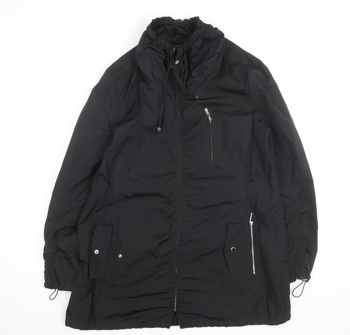 Basler Women Black Long Hooded Parka Coat Size 14