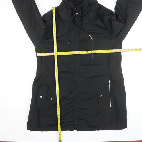 Basler Women Black Long Hooded Parka Coat Size 14
