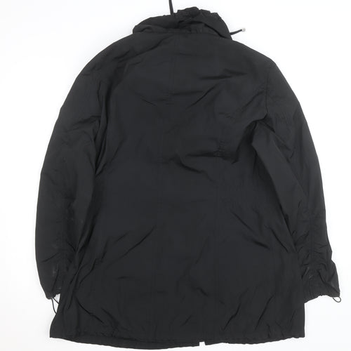Basler Women Black Long Hooded Parka Coat Size 14
