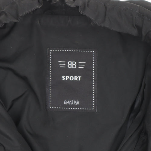 Basler Women Black Long Hooded Parka Coat Size 14