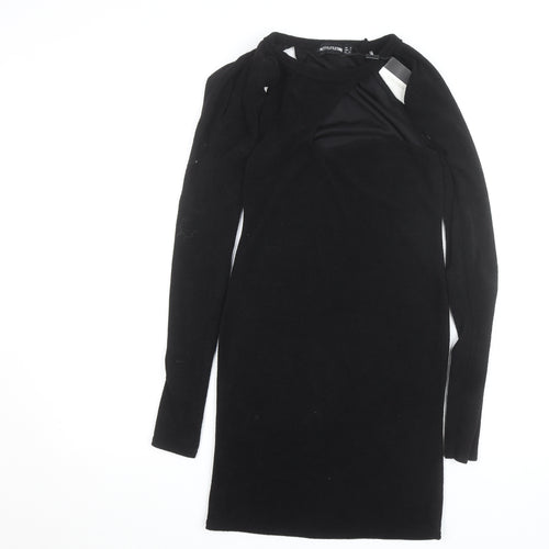 PrettyLittleThing Women's Black Size 6 Long Sleeve Bodycon Cut Out Dress