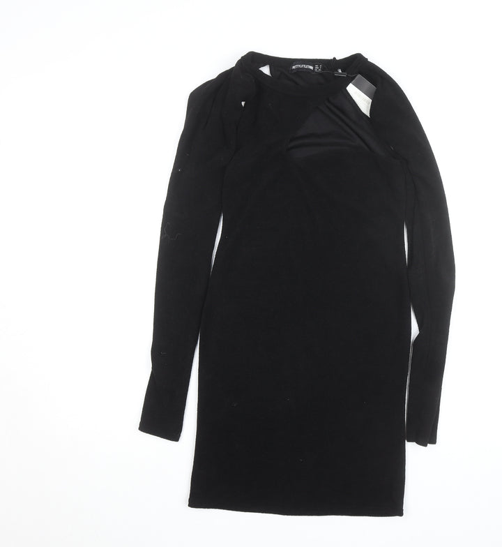PrettyLittleThing Women's Black Size 6 Long Sleeve Bodycon Cut Out Dress