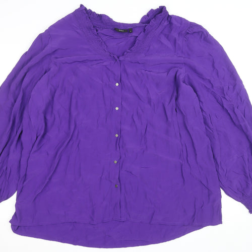 Zizzi Women’s Purple Viscose Ruffle Long Sleeve Tunic Blouse Size L