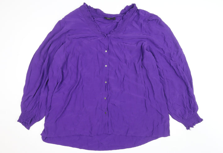Zizzi Women’s Purple Viscose Ruffle Long Sleeve Tunic Blouse Size L
