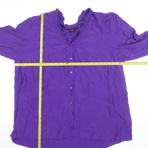 Zizzi Women’s Purple Viscose Ruffle Long Sleeve Tunic Blouse Size L