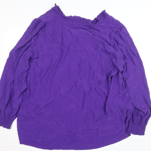 Zizzi Women’s Purple Viscose Ruffle Long Sleeve Tunic Blouse Size L