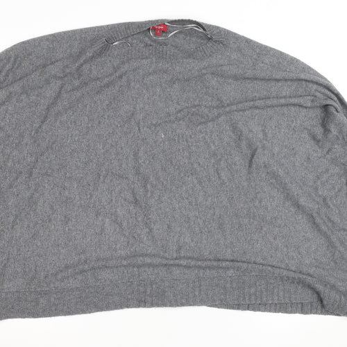 Monsoon Women Grey Knit Crew Neck 3/4 Sleeve Relaxed Jumper S