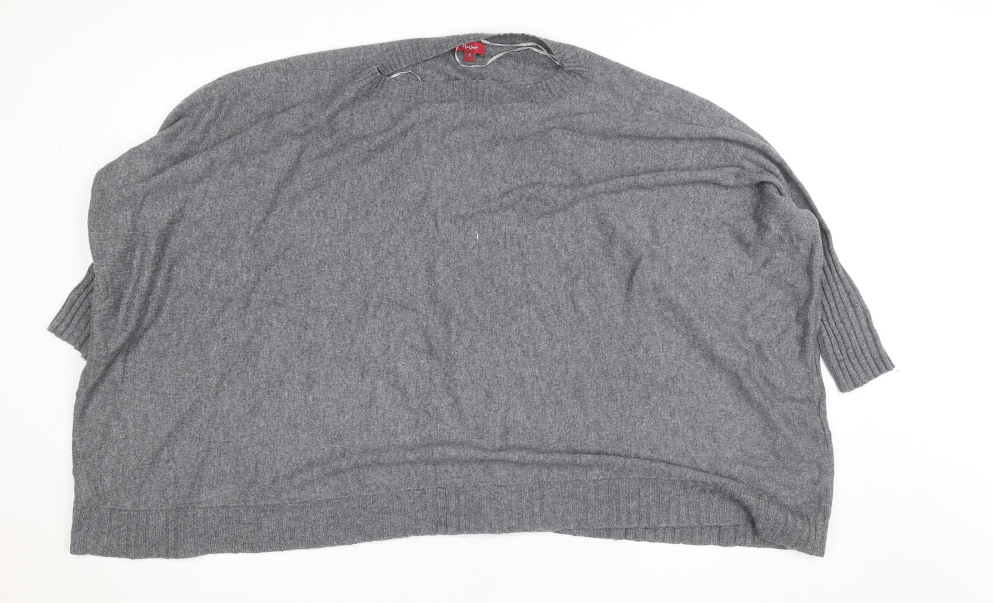 Monsoon Women Grey Knit Crew Neck 3/4 Sleeve Relaxed Jumper S