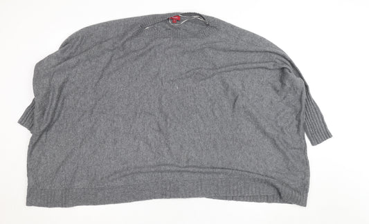 Monsoon Women Grey Knit Crew Neck 3/4 Sleeve Relaxed Jumper S