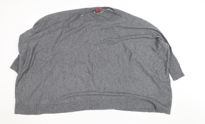Monsoon Women Grey Knit Crew Neck 3/4 Sleeve Relaxed Jumper S