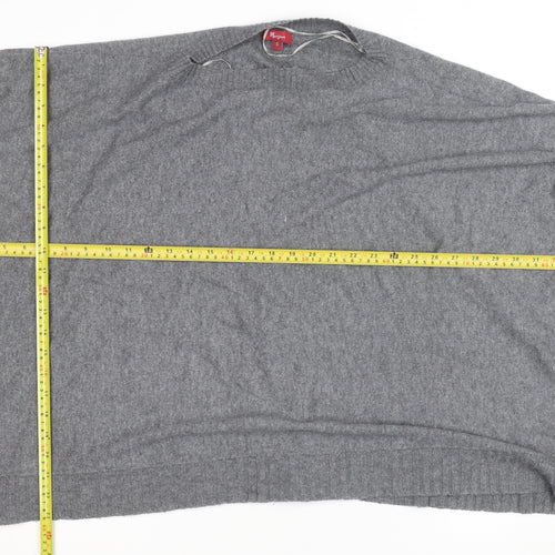 Monsoon Women Grey Knit Crew Neck 3/4 Sleeve Relaxed Jumper S