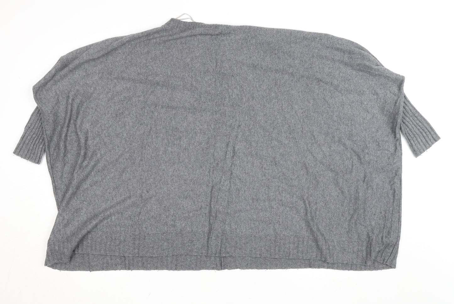 Monsoon Women Grey Knit Crew Neck 3/4 Sleeve Relaxed Jumper S