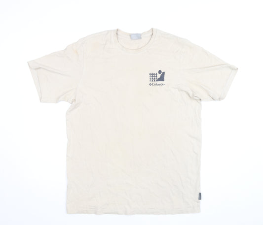 Columbia Men's Beige Graphic Print Outdoor Cotton T-Shirt Size M