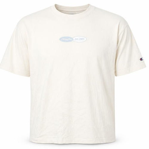 Champion Men's Beige Crew Neck Short Sleeve Cotton T-Shirt Medium